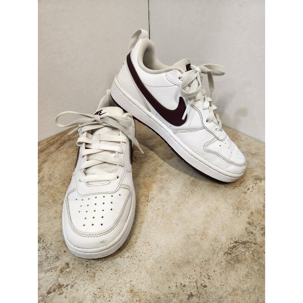 Nike Court Borough Low Recraft Sneakers White/Burgundy Crush  3.5Y DV5456-112